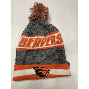 Oregon State Beavers Beanie Winter Hat Black and Orange Pom Hat